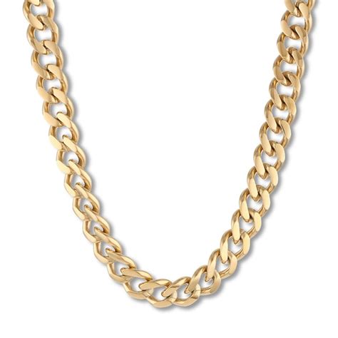 men's 24 box chain necklace yellow ion-plated stainless steel|Men's Cross Necklace Yellow Ion.